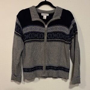 Vintage Dressbarn women’s Zip-Up Sweater in Gray and Navy